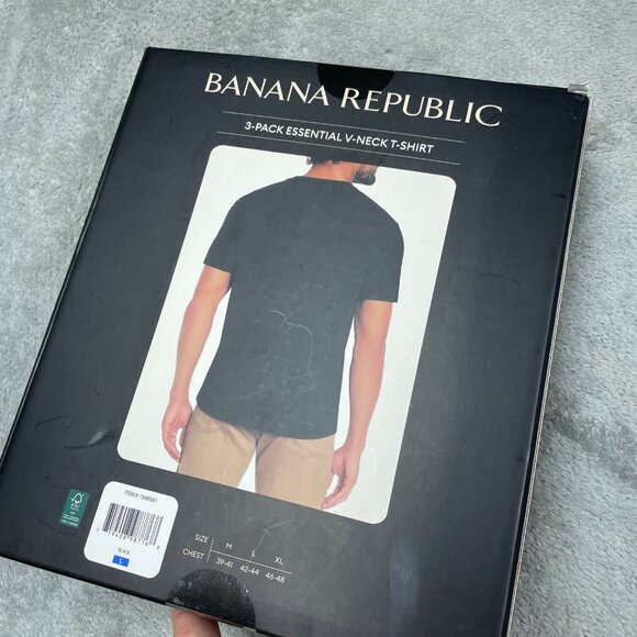Banana Republic 3-Pack Essential V-Neck T-Shirts Black Mens L a1471 - Picture 2 of 6